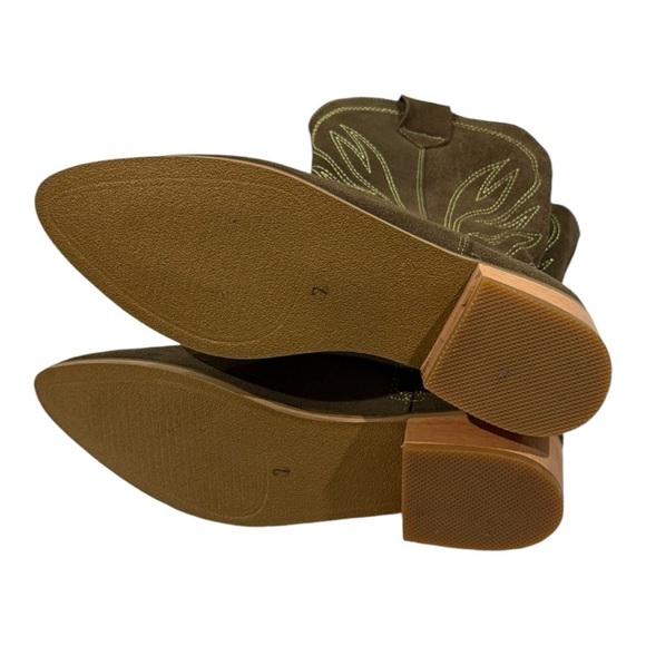 SILVIA COBOS Rodeo Olive Green Suede Cowboy Boots Size 7 - Picture 9 of 9